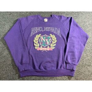 Vintage Jerzees Reno Nevada Sweatshirt Purple Graphic Crewneck Pullover
